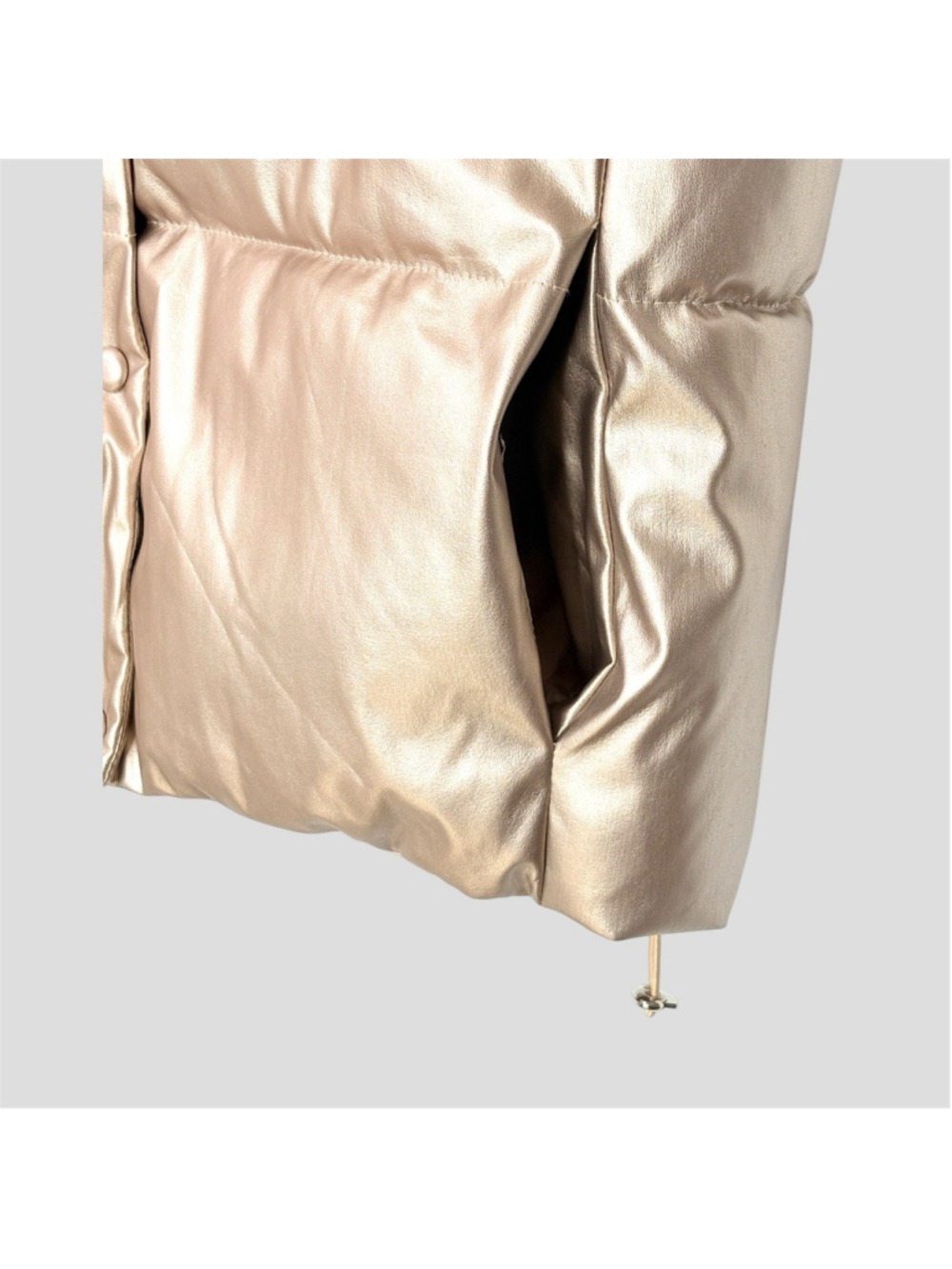 Softy Metallic Champagne Gold Puffer Vest Small Techwear Cyber Y2K Futuristic - Picture 6 of 7